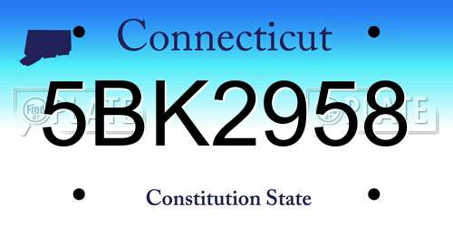 5BK2958 Connecticut License Plate