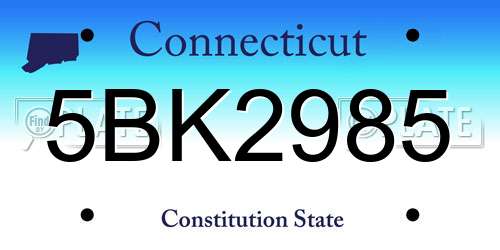5BK2985 Connecticut License Plate