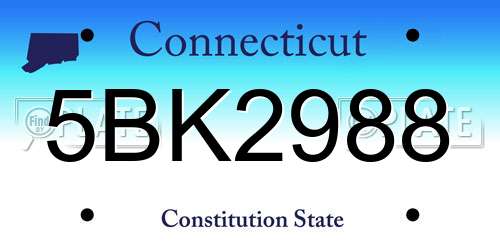 5BK2988 Connecticut License Plate
