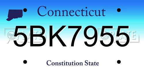 5BK7955 Connecticut License Plate
