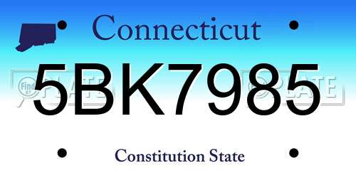 5BK7985 Connecticut License Plate