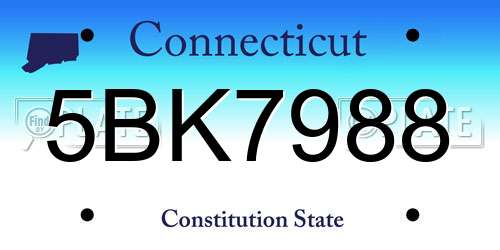5BK7988 Connecticut License Plate
