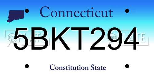 5BKT294 Connecticut License Plate