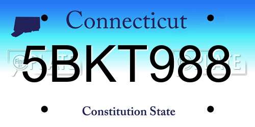 5BKT988 Connecticut License Plate