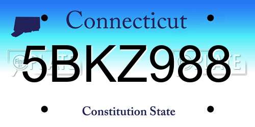 5BKZ988 Connecticut License Plate
