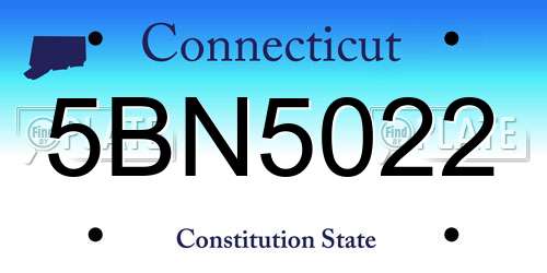 5BN5022 Connecticut License Plate