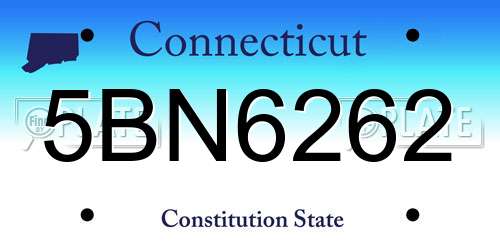 5BN6262 Connecticut License Plate