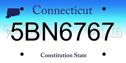 5BN6767 Connecticut License Plate