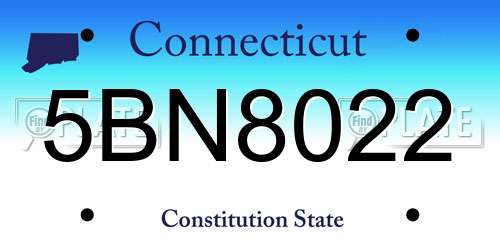 5BN8022 Connecticut License Plate