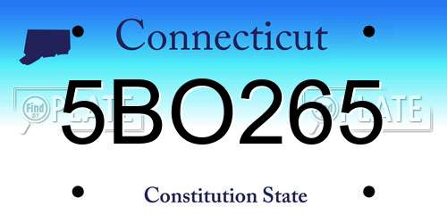 5BO265 Connecticut License Plate