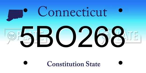 5BO268 Connecticut License Plate