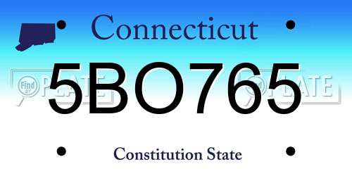 5BO765 Connecticut License Plate