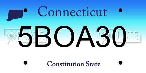 5BOA30 Connecticut License Plate