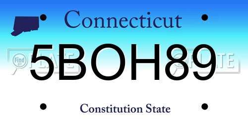 5BOH89 Connecticut License Plate