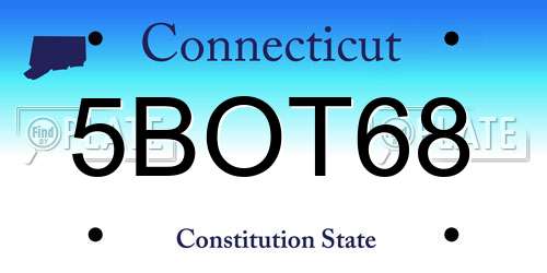 5BOT68 Connecticut License Plate