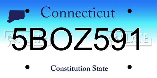 5BOZ591 Connecticut License Plate