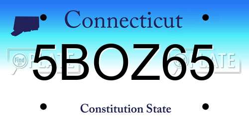 5BOZ65 Connecticut License Plate