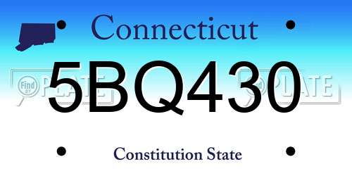 5BQ430 Connecticut License Plate