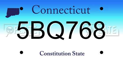 5BQ768 Connecticut License Plate