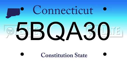 5BQA30 Connecticut License Plate