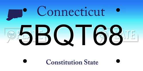 5BQT68 Connecticut License Plate