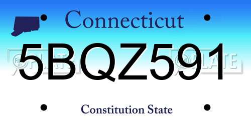 5BQZ591 Connecticut License Plate