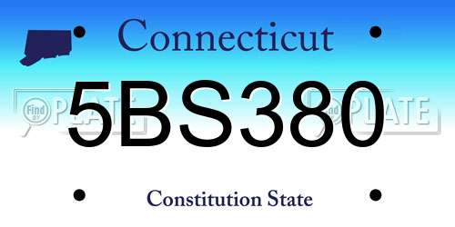 5BS380 Connecticut License Plate