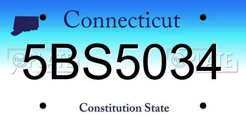 5BS5034 Connecticut License Plate