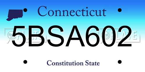 5BSA602 Connecticut License Plate