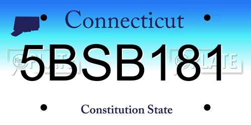 5BSB181 Connecticut License Plate