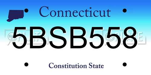5BSB558 Connecticut License Plate