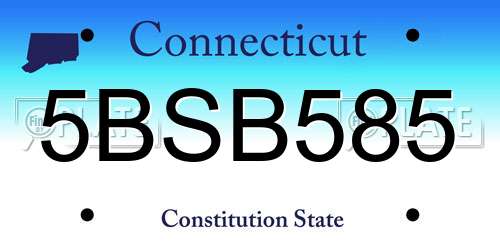 5BSB585 Connecticut License Plate