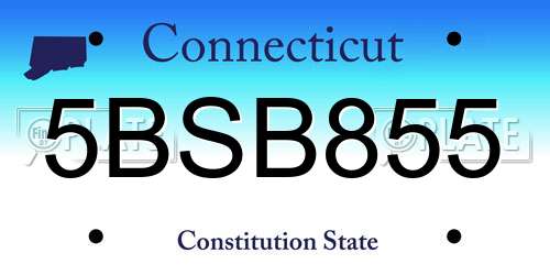 5BSB855 Connecticut License Plate