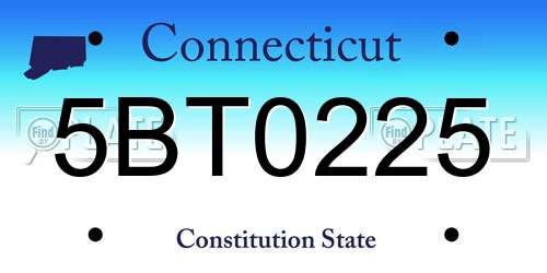5BT0225 Connecticut License Plate
