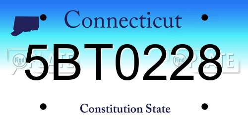 5BT0228 Connecticut License Plate