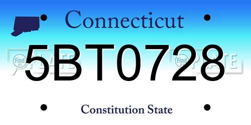 5BT0728 Connecticut License Plate
