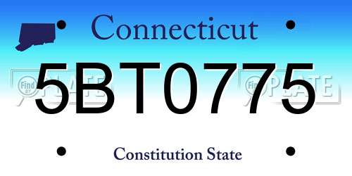 5BT0775 Connecticut License Plate