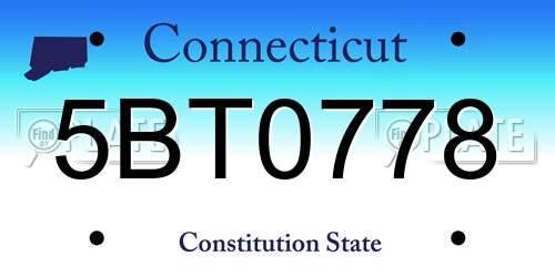 5BT0778 Connecticut License Plate