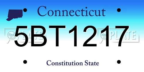 5BT1217 Connecticut License Plate