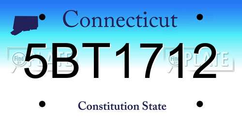 5BT1712 Connecticut License Plate