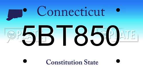 5BT850 Connecticut License Plate