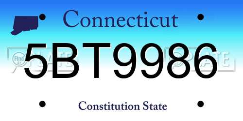 5BT9986 Connecticut License Plate