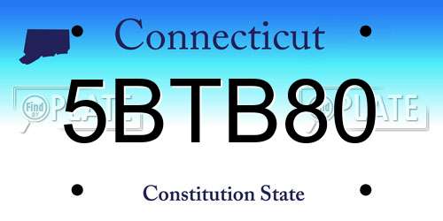 5BTB80 Connecticut License Plate