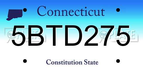 5BTD275 Connecticut License Plate
