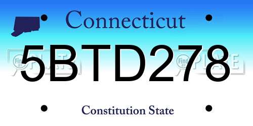 5BTD278 Connecticut License Plate