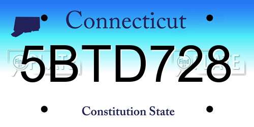 5BTD728 Connecticut License Plate