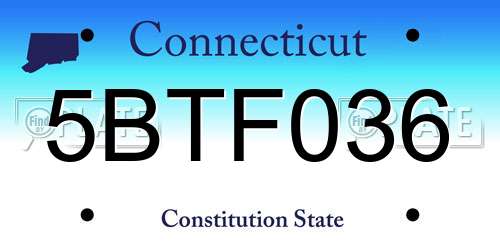 5BTF036 Connecticut License Plate