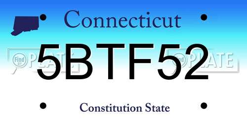 5BTF52 Connecticut License Plate