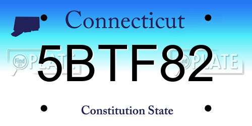 5BTF82 Connecticut License Plate