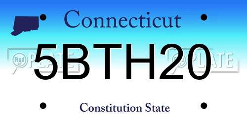5BTH20 Connecticut License Plate